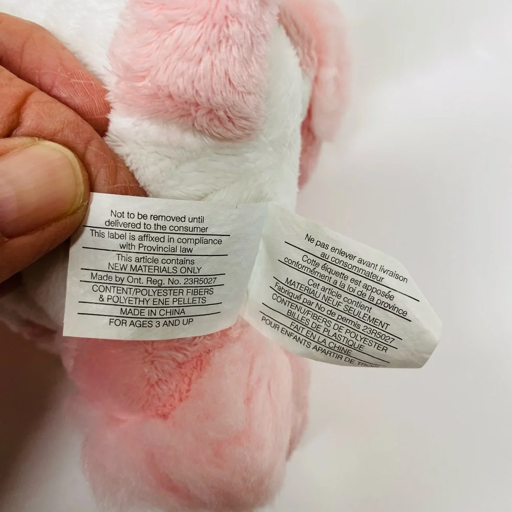 Fiesta Pink & White Setting Poodle Plush Toys 6.5 inches tall Bows on Her Ears